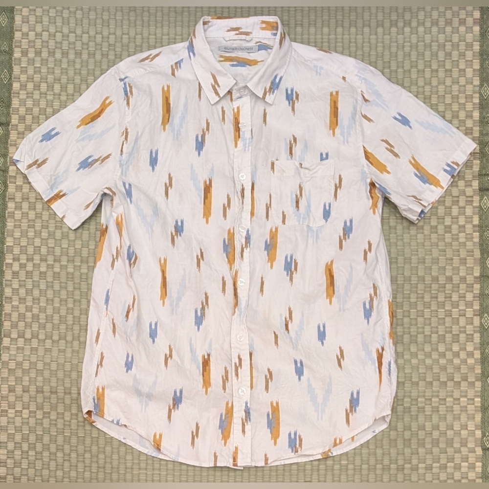 Outerknown Multicolor Pattern Cotton Hemp Button Up Shirt Men's Size Medium